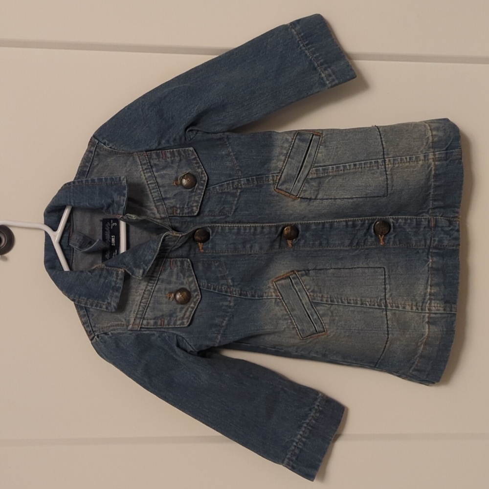 Za Girls denim coat pale blue xlnt condition Sz 3T